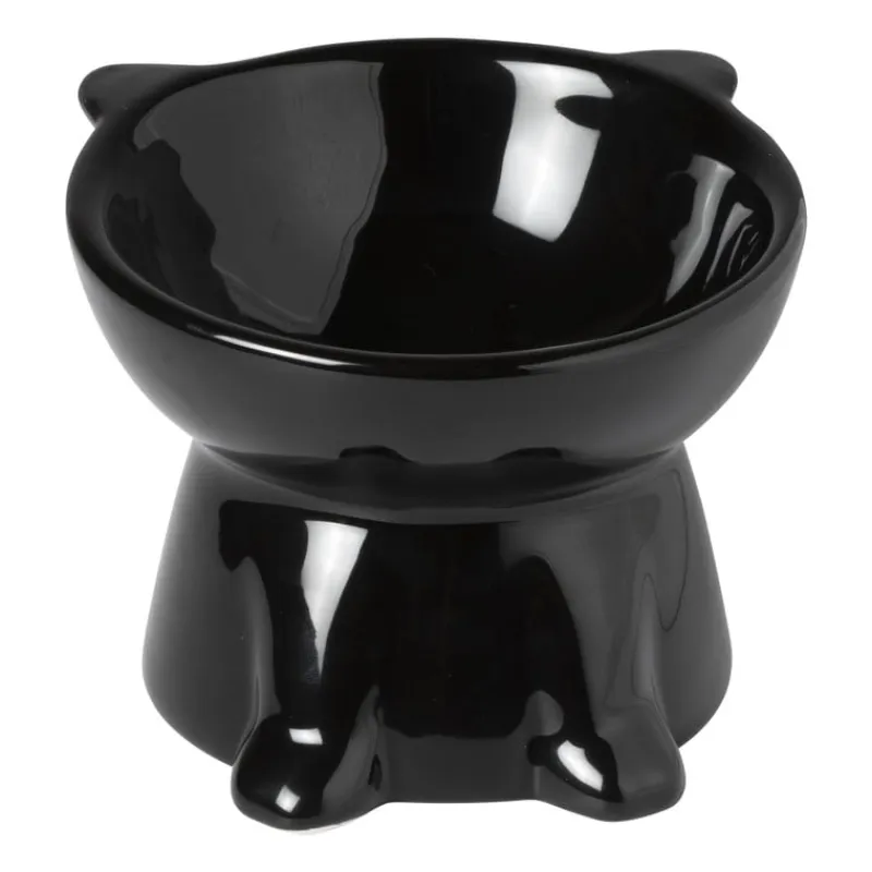 Xenos Huisdieraccessoires-Voerbak voor kat - zwart - ø10.3x13 cm