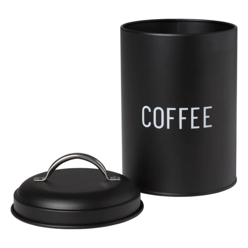 Xenos Koffie Accessoires|Voorraadpotten-Voorraadblik coffee - zwart - ø11x15 cm