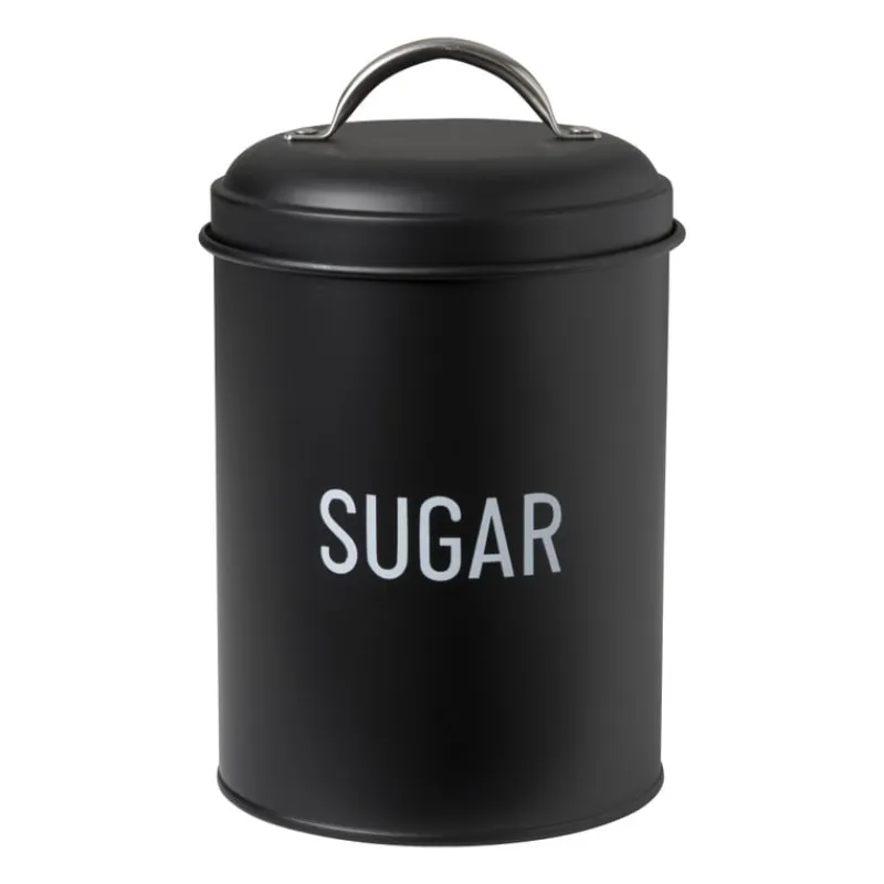 Xenos Koffie Accessoires|Voorraadpotten-Voorraadblik sugar - zwart - ø11x15 cm