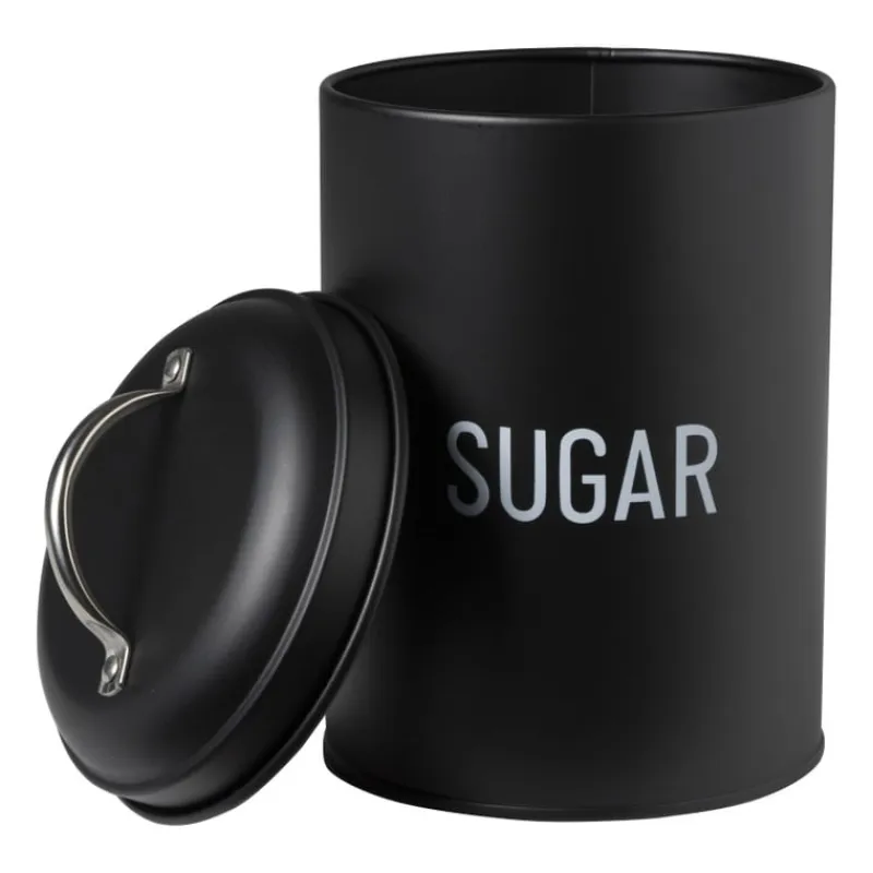 Xenos Koffie Accessoires|Voorraadpotten-Voorraadblik sugar - zwart - ø11x15 cm