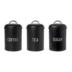 Xenos Koffie Accessoires|Voorraadpotten-Voorraadblik sugar - zwart - ø11x15 cm