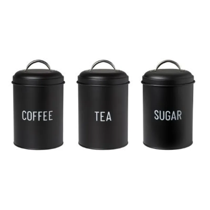 Xenos Koffie Accessoires|Voorraadpotten-Voorraadblik sugar - zwart - ø11x15 cm