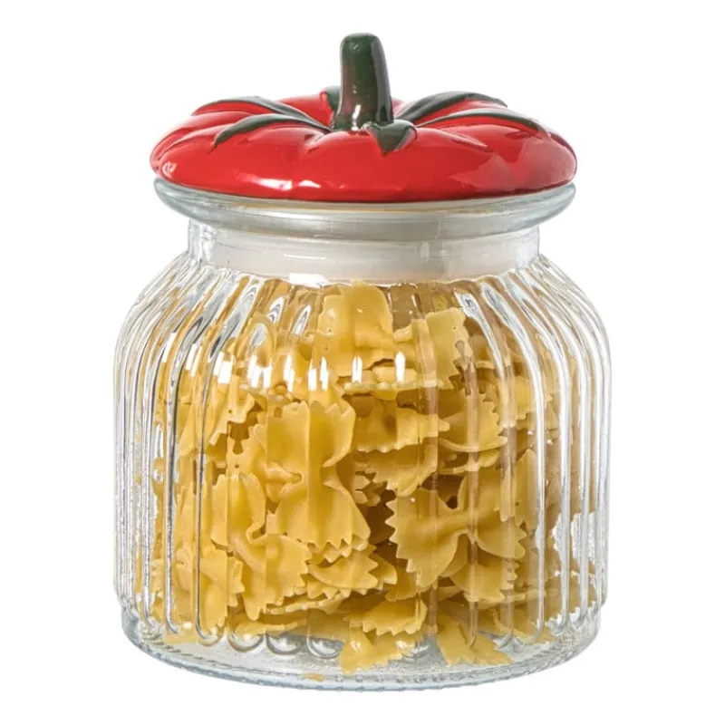 Xenos Voorraadpotten-Voorraadpot tomaat - transparant/rood - 900 ml