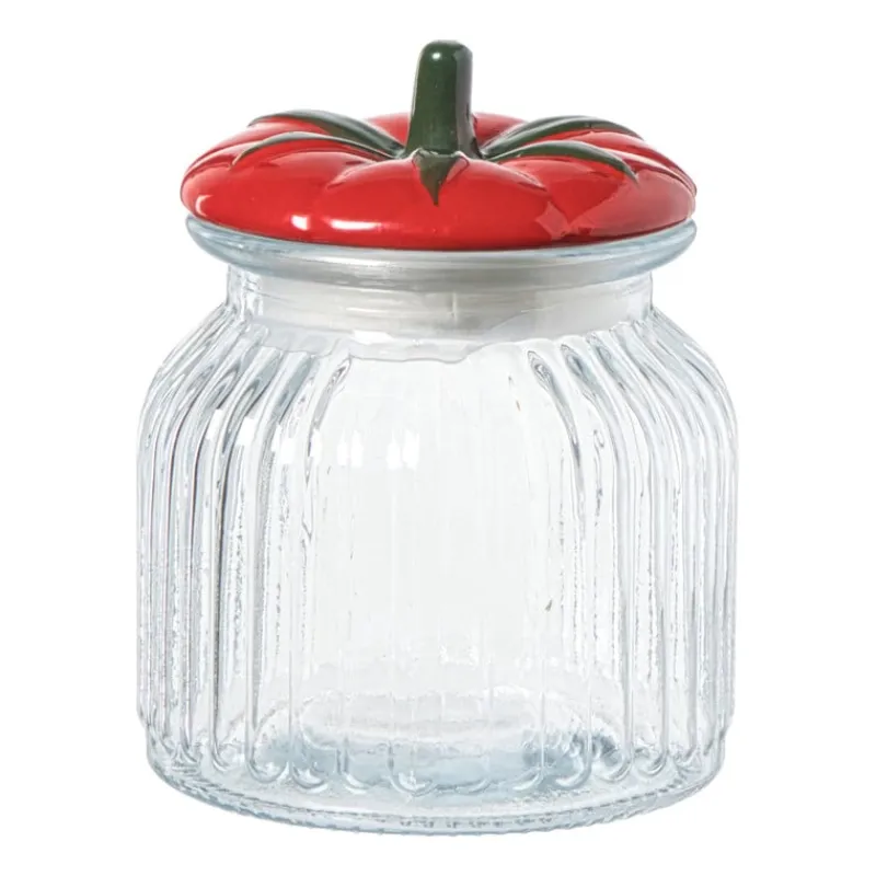 Xenos Voorraadpotten-Voorraadpot tomaat - transparant/rood - 900 ml