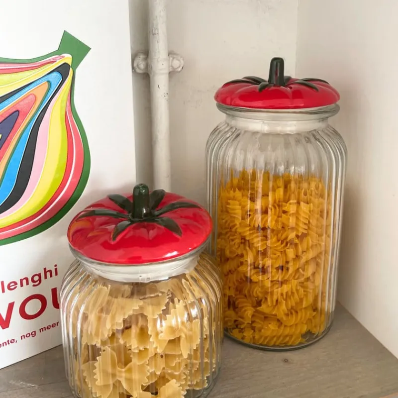 Xenos Voorraadpotten-Voorraadpot tomaat - transparant/rood - 900 ml