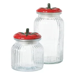 Xenos Voorraadpotten-Voorraadpot tomaat - transparant/rood - 900 ml