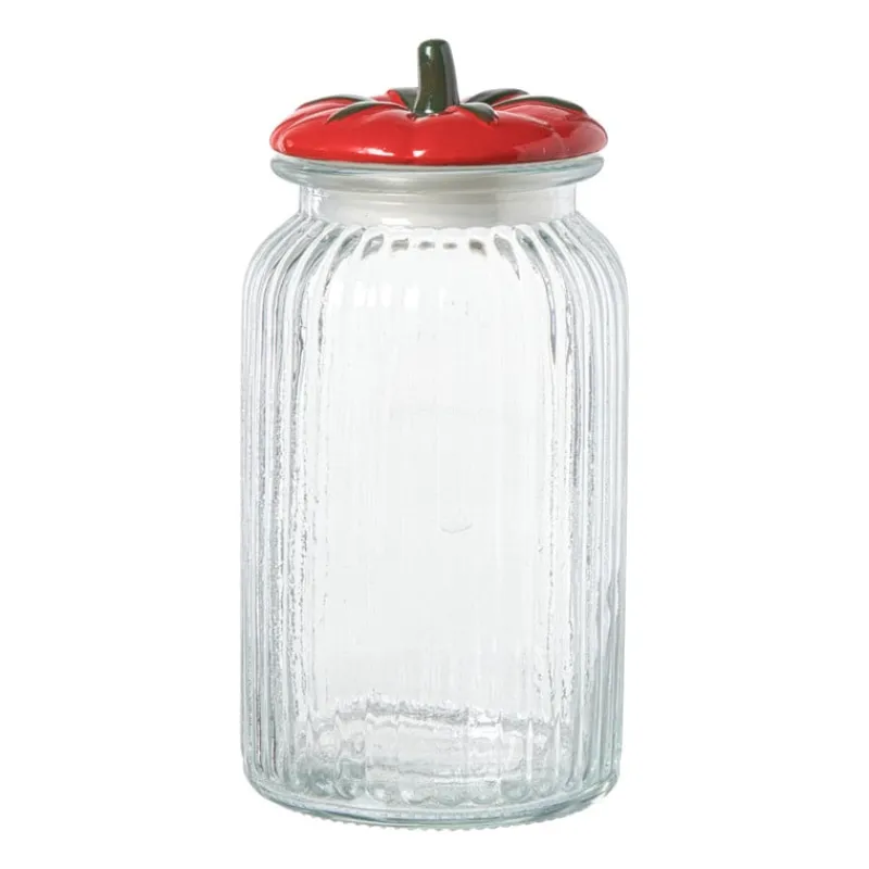 Xenos Voorraadpotten-Voorraadpot tomaat - transparant/rood - 1.2 liter