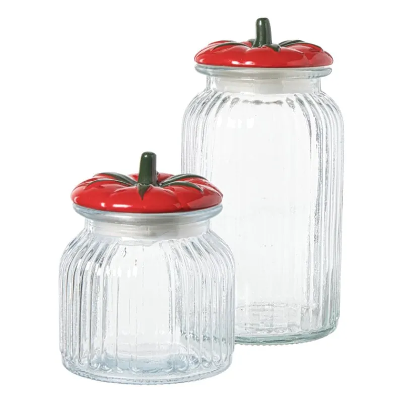 Xenos Voorraadpotten-Voorraadpot tomaat - transparant/rood - 1.2 liter