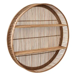Xenos Wandkasten|Wandkasten-Wandkastje bamboe rond - ø75x12.5 cm