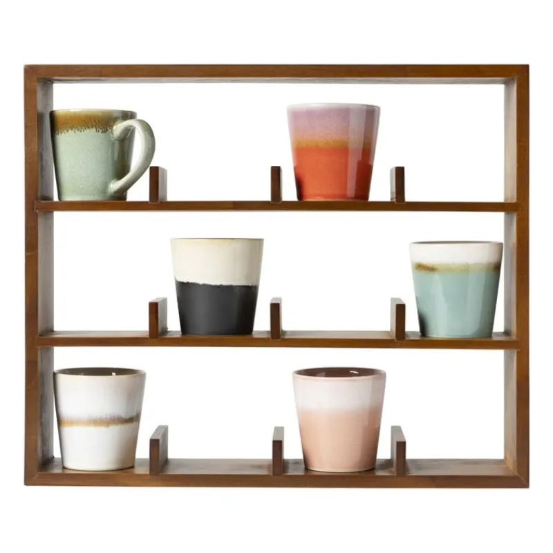 Xenos Kerstcadeaus|Vakkenkasten-Wandkastje voor 12 mokken - bruin - 45x38x9 cm