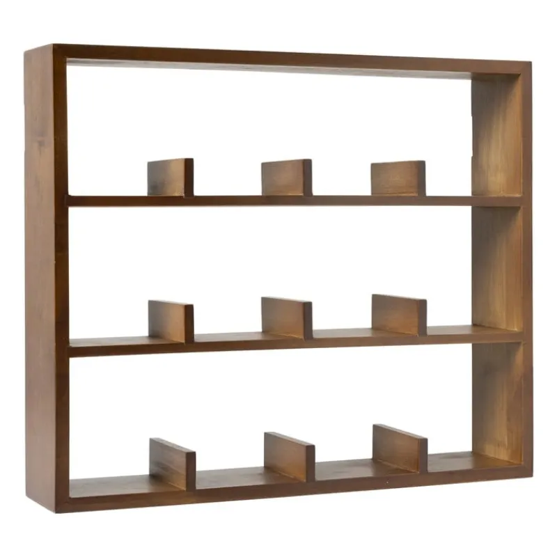 Xenos Kerstcadeaus|Vakkenkasten-Wandkastje voor 12 mokken - bruin - 45x38x9 cm