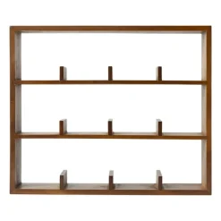 Xenos Kerstcadeaus|Vakkenkasten-Wandkastje voor 12 mokken - bruin - 45x38x9 cm