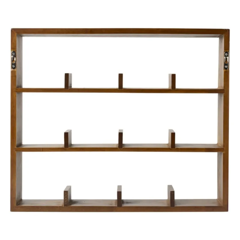 Xenos Kerstcadeaus|Vakkenkasten-Wandkastje voor 12 mokken - bruin - 45x38x9 cm