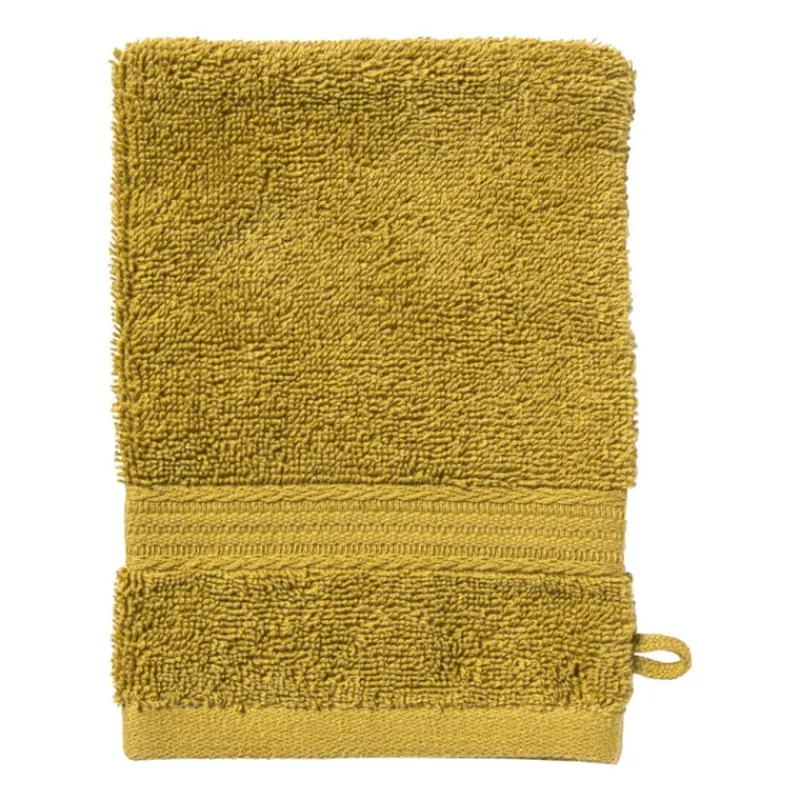 Xenos Badtextiel|Badkamer Accessoires-Washandje - olijfgroen - 16x21 cm