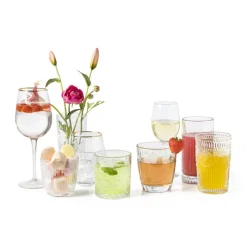 Xenos Waterglazen-Waterglas gouden rand - transparant - 450 ml