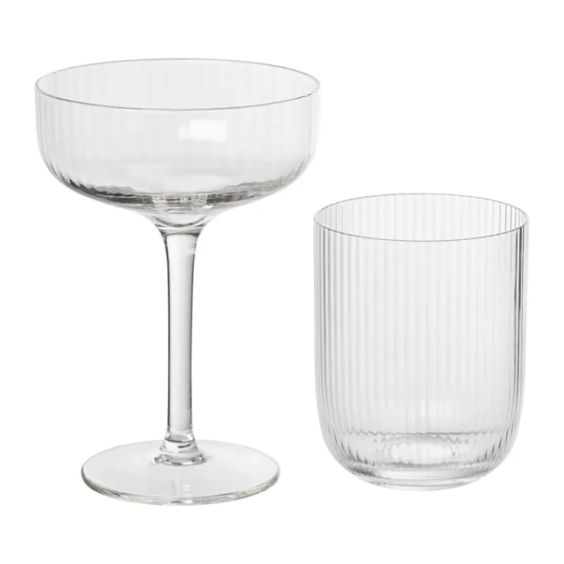 Xenos Waterglazen-Waterglas ribbel - glas - 300 ml