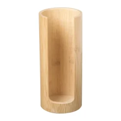 Xenos Badkamer Accessoires-Wattenschijfjeshouder bamboe - ø7x17.5 cm