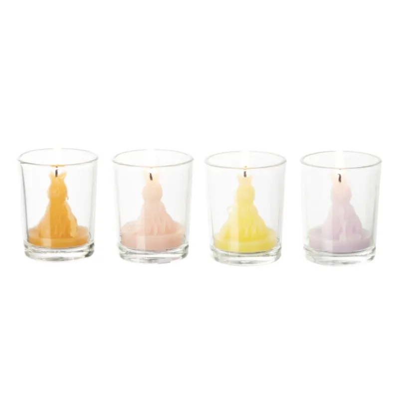 Xenos Waxinelichtjes-Waxinelicht konijn in glas - diverse varianten - ø5x6 cm