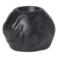 Xenos Waxinelichthouders-Waxinelichthouder bol - zwart - ø10.5x8 cm