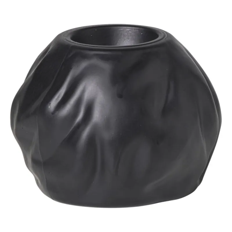 Xenos Waxinelichthouders-Waxinelichthouder bol - zwart - ø10.5x8 cm