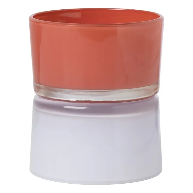 Xenos Waxinelichthouders-Waxinelichthouder dubbel - rood/lila - ø8.6x10.2 cm