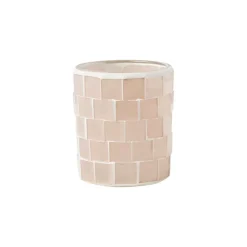 Xenos Waxinelichthouders-Waxinelichthouder Mozaïek - beige - ø7.3x8.5 cm