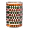 Xenos Waxinelichthouders-Waxinelichthouder mozaïek - oranje/groen - ø10x15 cm