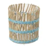 Xenos Waxinelichthouders-Waxinelichthouder riet - blauw - ø8x9 cm
