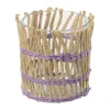 Xenos Waxinelichthouders-Waxinelichthouder riet - paars - ø8x9 cm