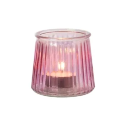 Xenos Waxinelichthouders-Waxinelichthouder roze - glas - ø8.3x7.3 cm