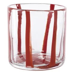 Xenos Waxinelichthouders-Waxinelichthouder streep - rood - ø10x10 cm