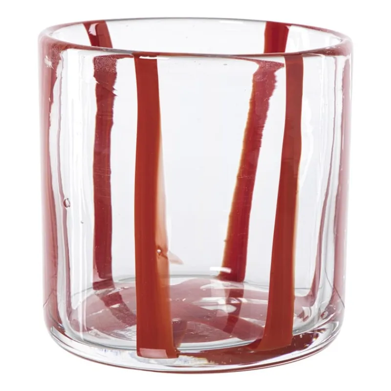 Xenos Waxinelichthouders-Waxinelichthouder streep - rood - ø10x10 cm