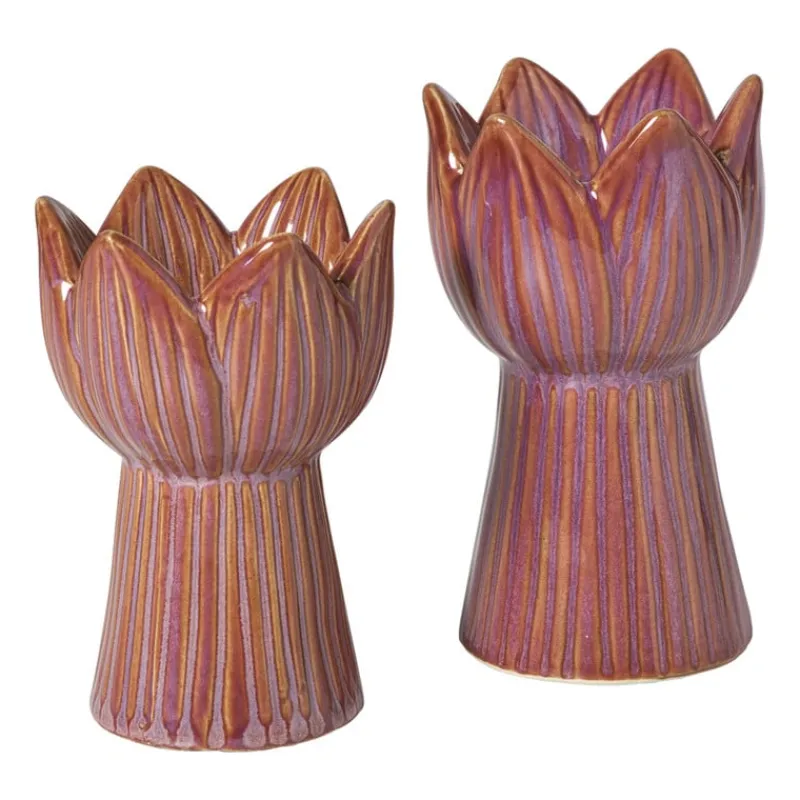 Xenos Waxinelichthouders-Waxinelichthouder tulp klein - roze - ø8x12 cm