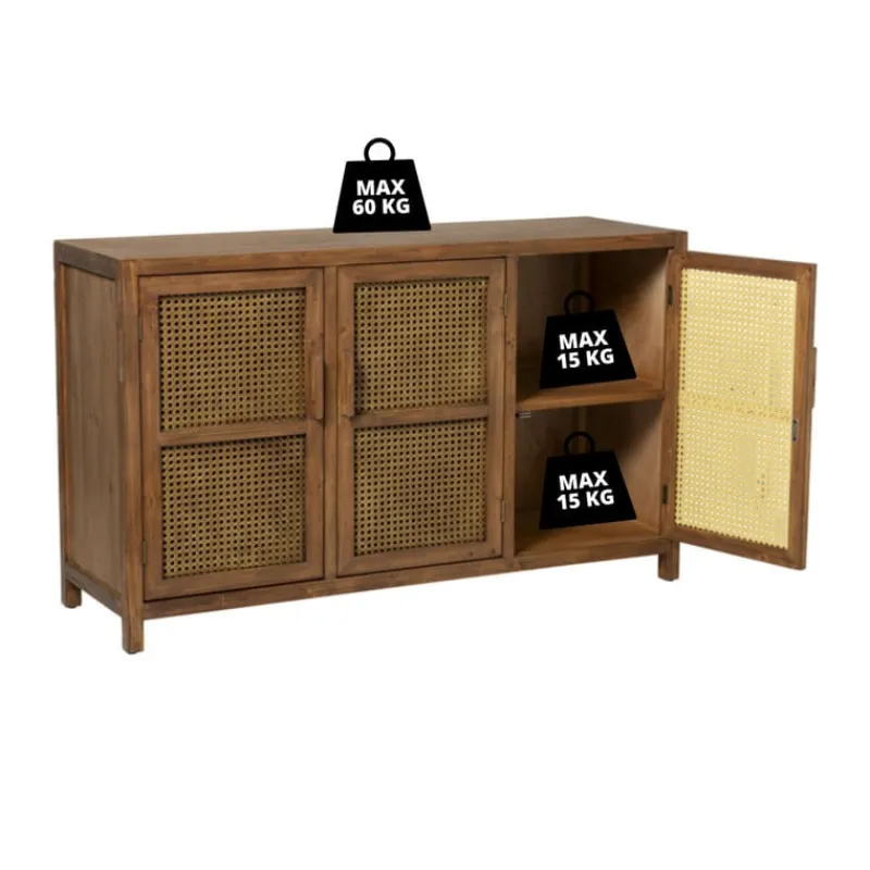 Xenos Tv Meubels|Kast Met Deuren-Webbing dressoir Bandung - bruin - 72x120x40 cm