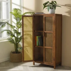 Xenos Kast Met Deuren-Webbing kast Bandung hoog - bruin - 140x70x40 cm