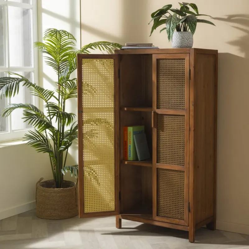 Xenos Kast Met Deuren-Webbing kast Bandung hoog - bruin - 140x70x40 cm