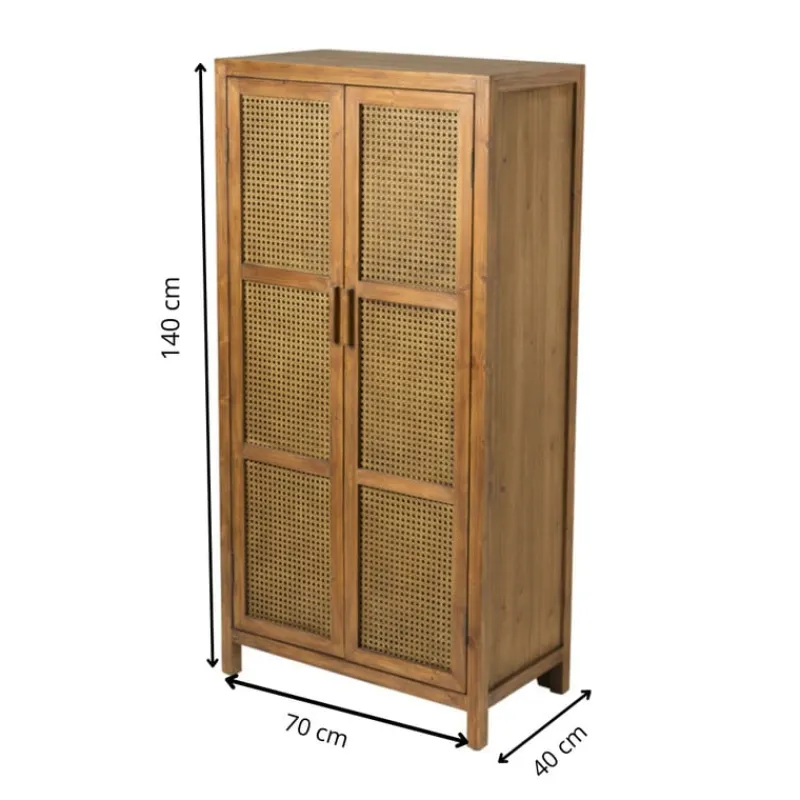 Xenos Kast Met Deuren-Webbing kast Bandung hoog - bruin - 140x70x40 cm