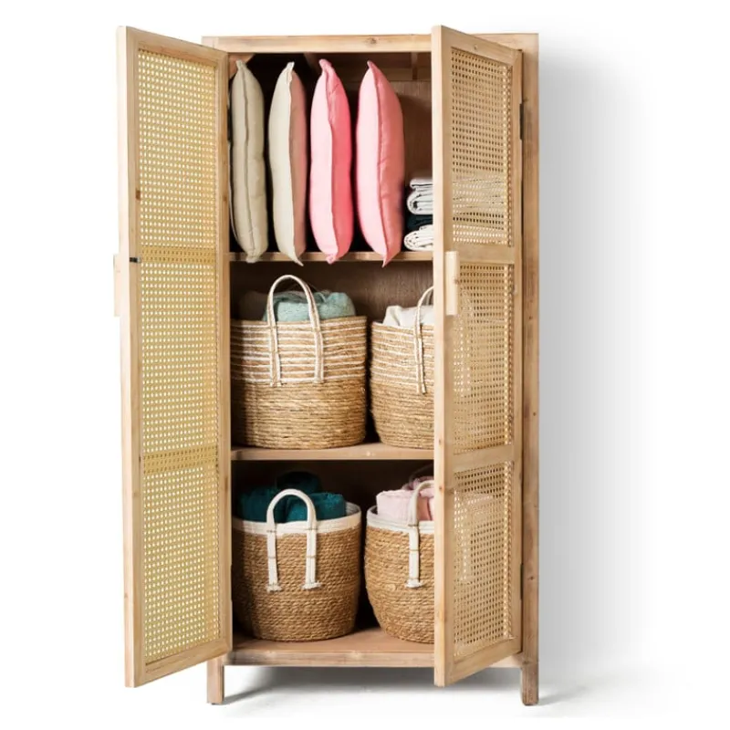 Xenos Kast Met Deuren-Webbing kast Bandung hoog - naturel - 140x70x40 cm