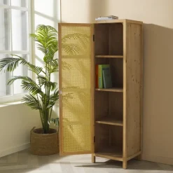 Xenos Kast Met Deuren-Webbing kast smal Bandung - naturel - 160.5x45x40.5 cm
