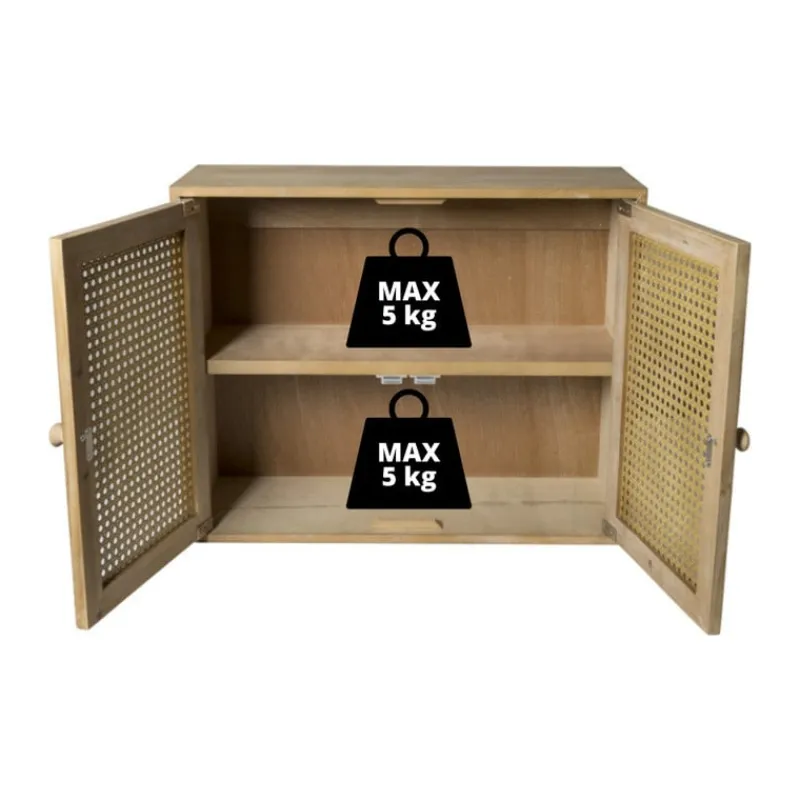 Xenos Wandkasten|Wandkasten-Webbing wandkast Bandung - naturel - 48.5x60x22 cm