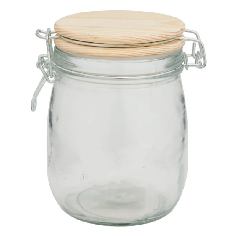 Xenos Voorraadpotten-Weckpot met houten deksel - 750 ml