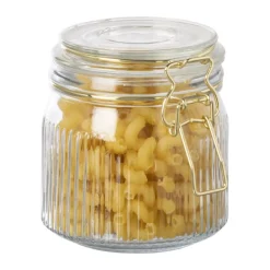 Xenos Voorraadpotten-Weckpot ribbel met gouden deksel - 500 ml