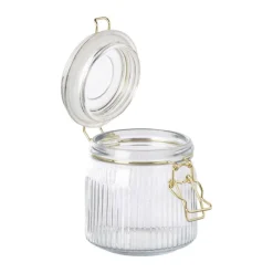 Xenos Voorraadpotten-Weckpot ribbel met gouden deksel - 500 ml