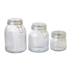 Xenos Voorraadpotten-Weckpot ribbel met gouden deksel - 500 ml