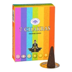 Greentree Wierook-Wierookkegeltjes 7 chakra - set van 10