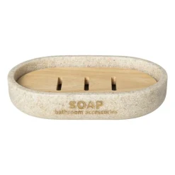 Xenos Zeepbakjes|Badkamer Accessoires-Zeepbakje sand - beige - 12.9x8.4x2.5 cm