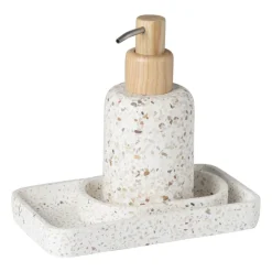 Xenos Zeepbakjes-Zeepbakje Terrazzo - wit - 2x13x9 cm