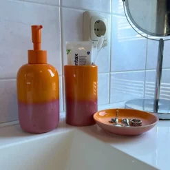 Xenos Zeeppompjes|Kerstcadeaus-Zeeppompje duo - oranje/roze - ø7.3x18.3 cm