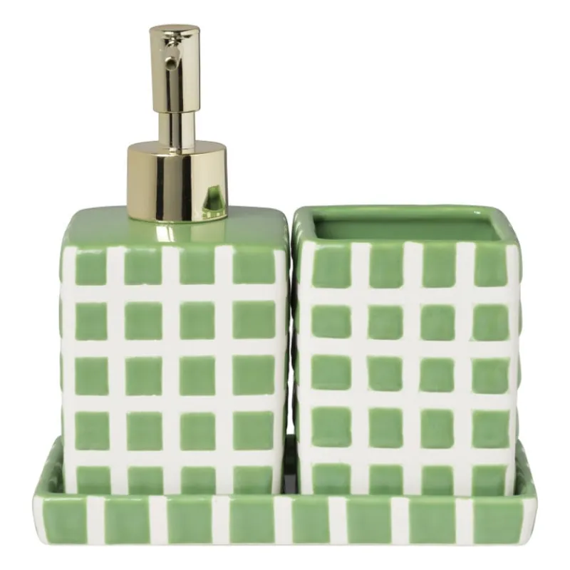 Xenos Zeepbakjes|Kerstcadeaus-Zeepschaaltje blokjes - groen/wit - 1.3x15.8x8.3 cm