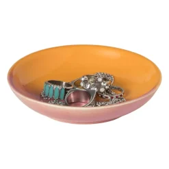 Xenos Zeepbakjes|Kerstcadeaus-Zeepschaaltje duo - oranje/roze - ø11x2.2 cm